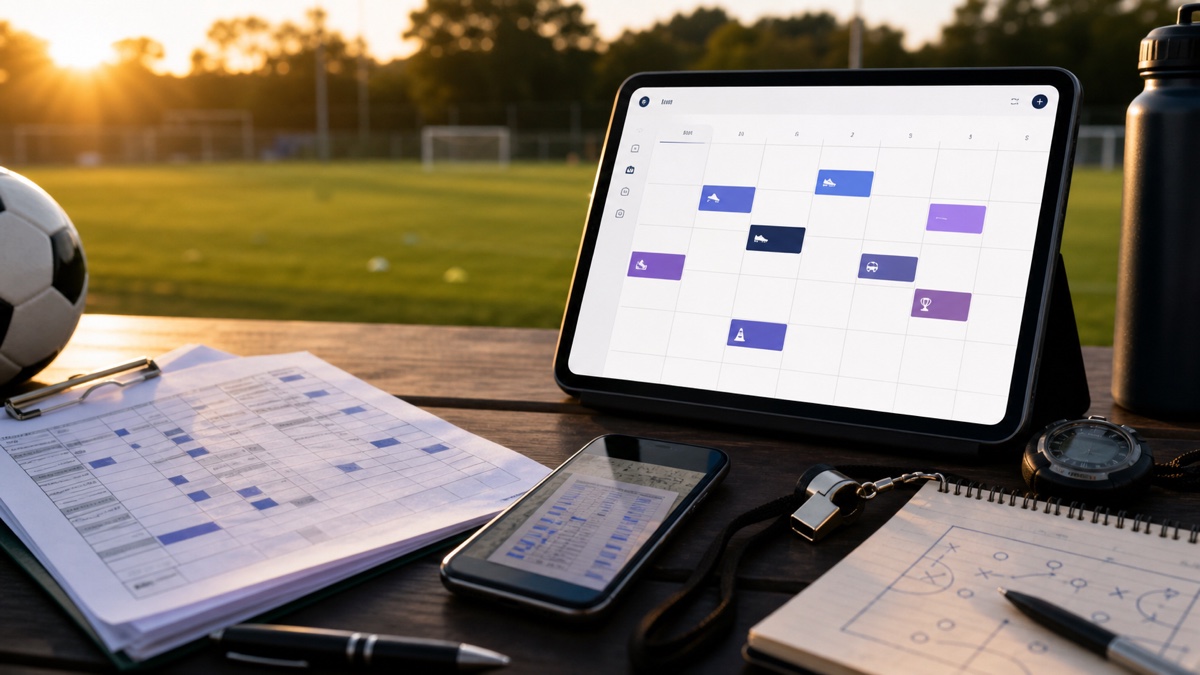 Sports league schedules and training plans organized in an athlete's calendar